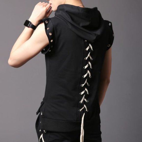 Other - Sleeveless Lace-Up Hoodie